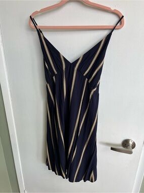 Volcom Navy Striped Spaghetti Strap Mini Dress